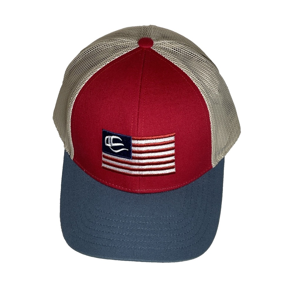 American Flag Patch Trucker Hat Mens Red Blue Tan Snapback Mesh Cap Patriotic